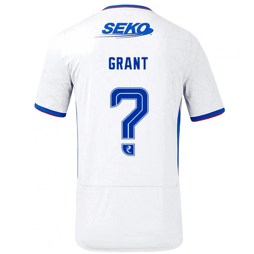 Danxen Niño Camiseta Leyton Grant #0 Blanco Azul 2ª Equipación 2024/25 La Camisa