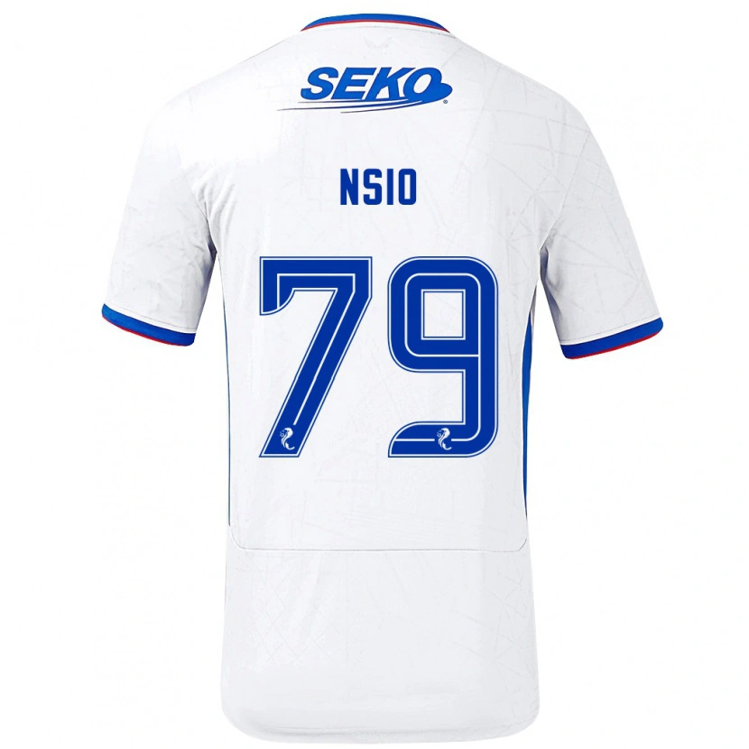 Danxen Niño Camiseta Paul Nsio #79 Blanco Azul 2ª Equipación 2024/25 La Camisa