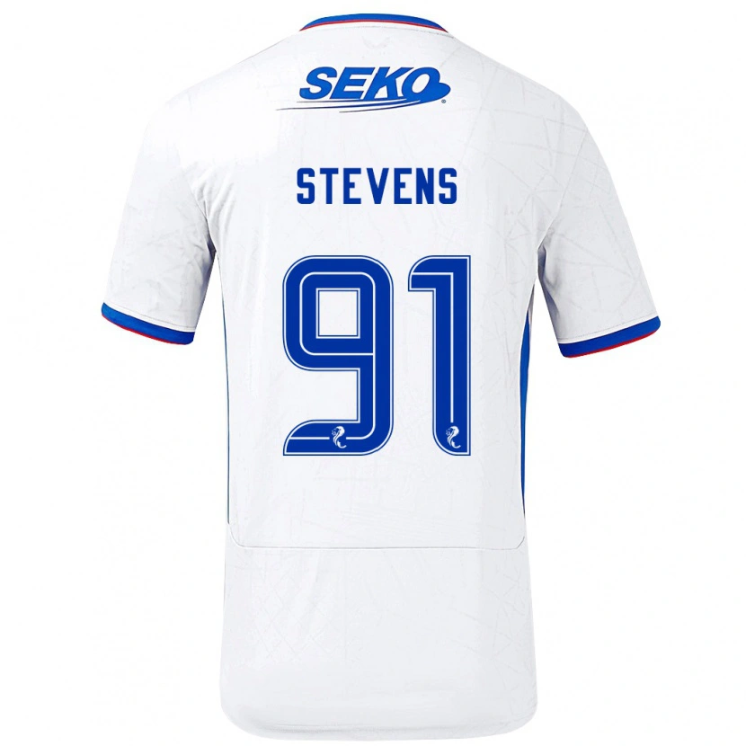 Danxen Niño Camiseta Archie Stevens #91 Blanco Azul 2ª Equipación 2024/25 La Camisa