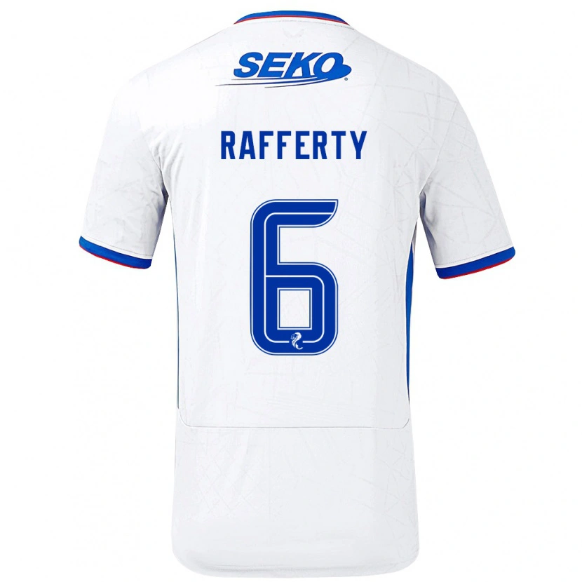 Danxen Niño Camiseta Laura Rafferty #6 Blanco Azul 2ª Equipación 2024/25 La Camisa