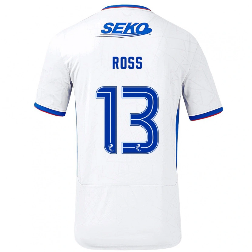 Danxen Niño Camiseta Jane Ross #13 Blanco Azul 2ª Equipación 2024/25 La Camisa