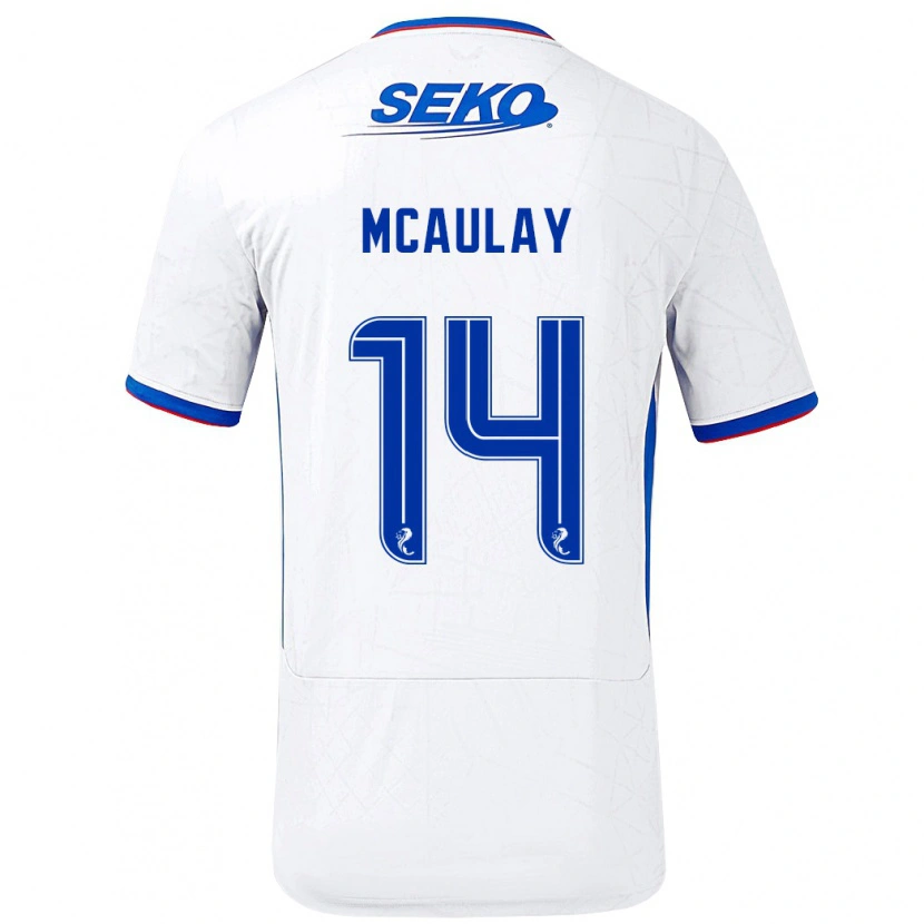 Danxen Niño Camiseta Mia Mcaulay #14 Blanco Azul 2ª Equipación 2024/25 La Camisa