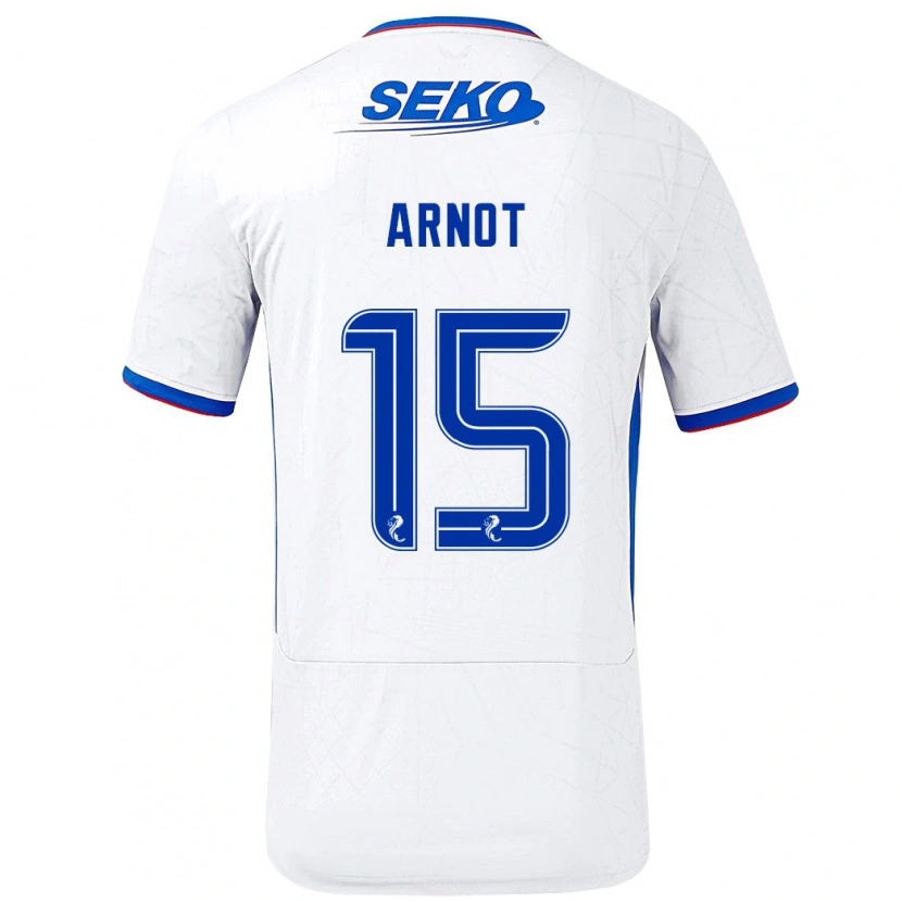 Danxen Niño Camiseta Lizzie Arnot #15 Blanco Azul 2ª Equipación 2024/25 La Camisa