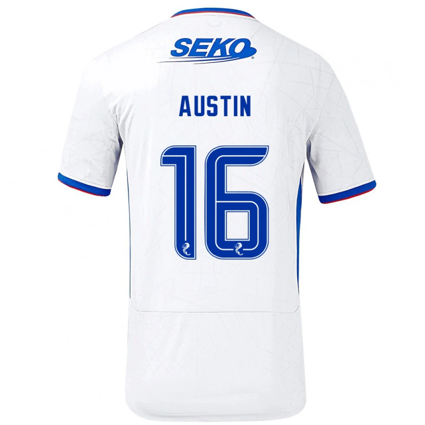 Danxen Niño Camiseta Eilidh Austin #16 Blanco Azul 2ª Equipación 2024/25 La Camisa