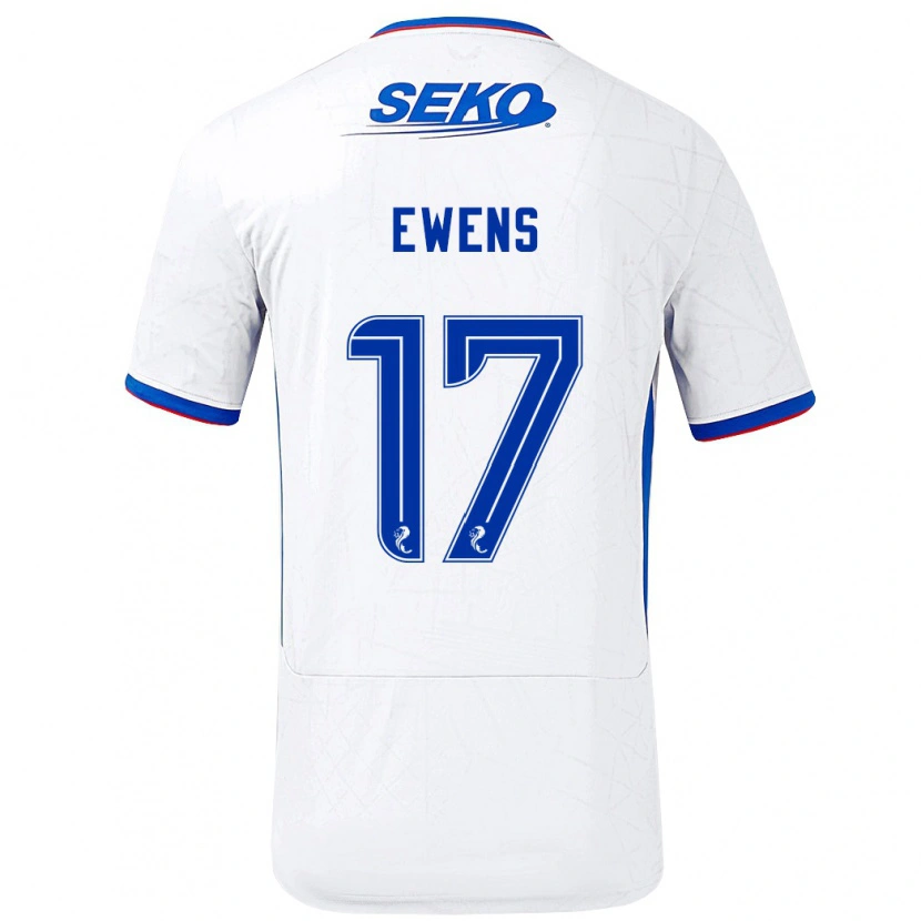 Danxen Niño Camiseta Sarah Ewens #17 Blanco Azul 2ª Equipación 2024/25 La Camisa