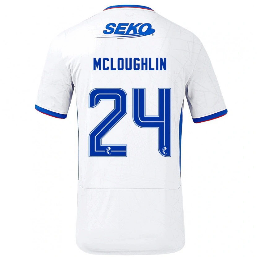 Danxen Niño Camiseta Olivia Mcloughlin #24 Blanco Azul 2ª Equipación 2024/25 La Camisa