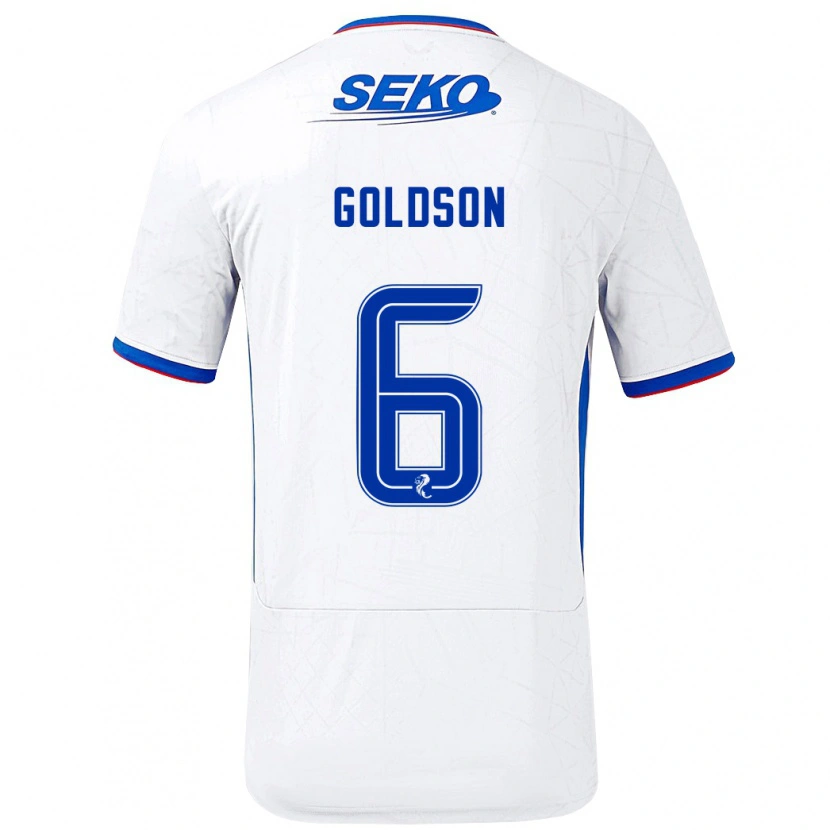 Danxen Niño Camiseta Connor Goldson #6 Blanco Azul 2ª Equipación 2024/25 La Camisa