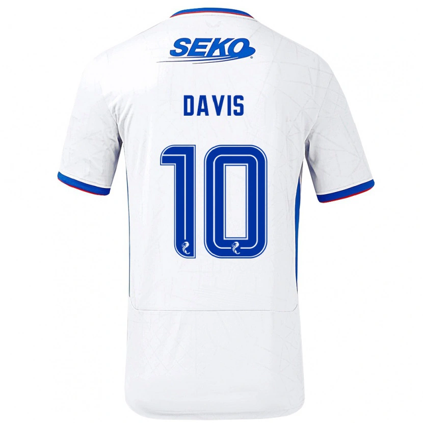 Danxen Niño Camiseta Steven Davis #10 Blanco Azul 2ª Equipación 2024/25 La Camisa