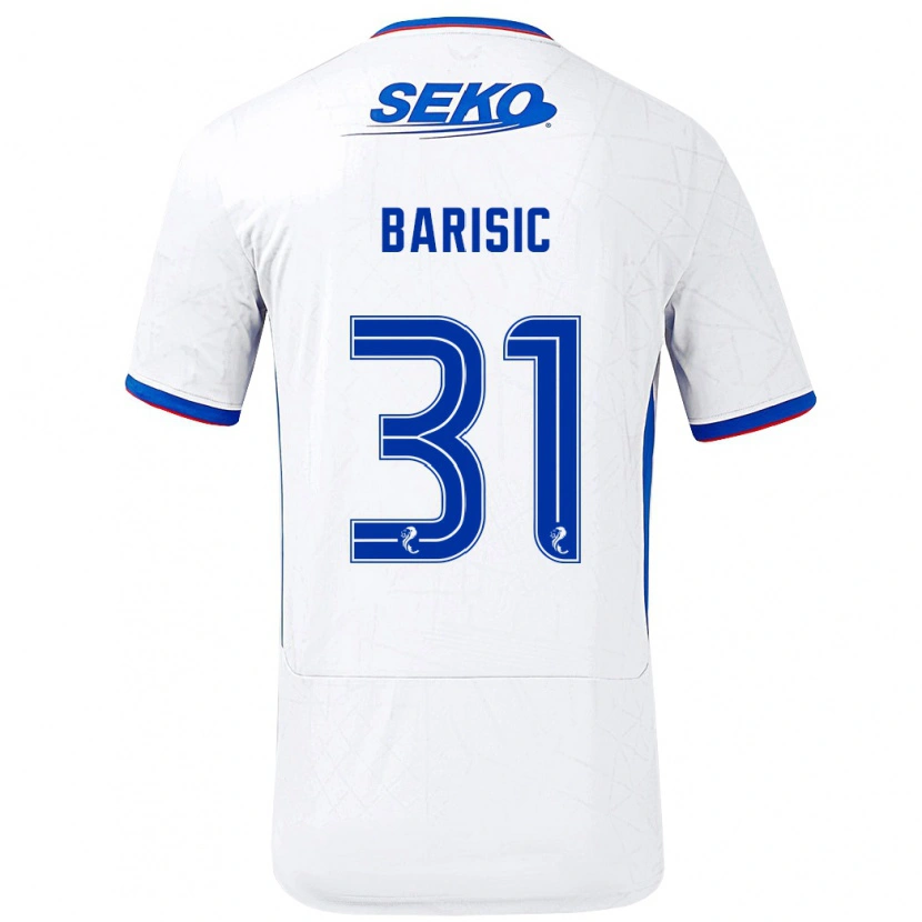 Danxen Niño Camiseta Borna Barisic #31 Blanco Azul 2ª Equipación 2024/25 La Camisa