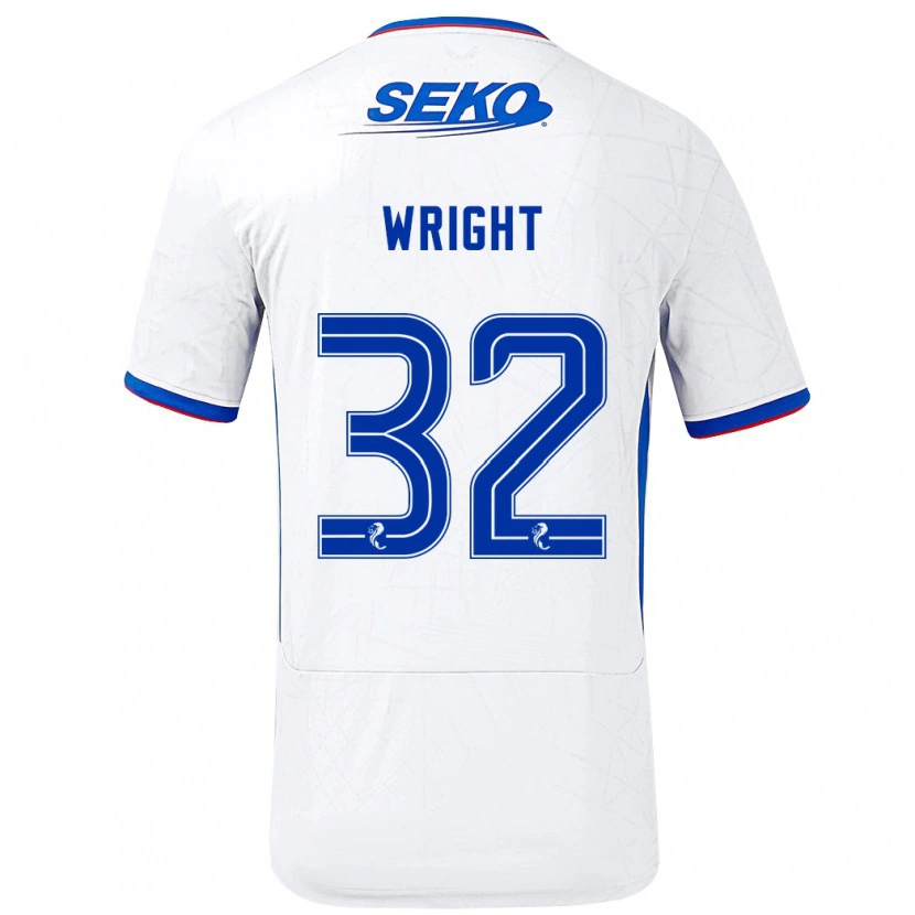 Danxen Niño Camiseta Kieran Wright #32 Blanco Azul 2ª Equipación 2024/25 La Camisa