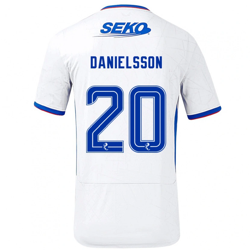 Danxen Niño Camiseta Jenny Julia Danielsson #20 Blanco Azul 2ª Equipación 2024/25 La Camisa