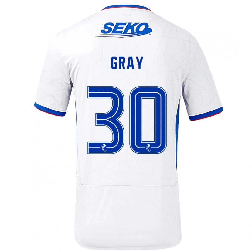 Danxen Niño Camiseta Georgia Gray #30 Blanco Azul 2ª Equipación 2024/25 La Camisa