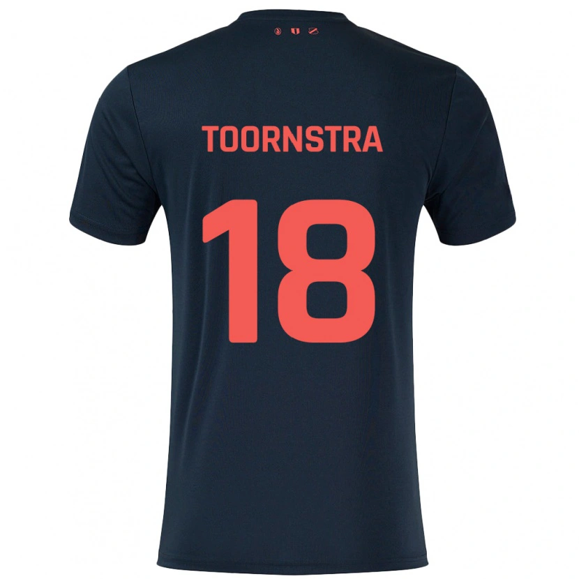 Danxen Niño Camiseta Jens Toornstra #18 Negro Rojo 2ª Equipación 2024/25 La Camisa