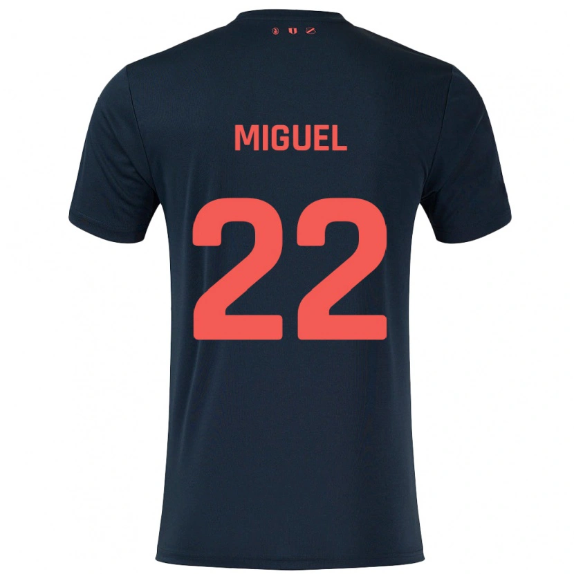 Danxen Niño Camiseta Miguel Rodríguez #22 Negro Rojo 2ª Equipación 2024/25 La Camisa