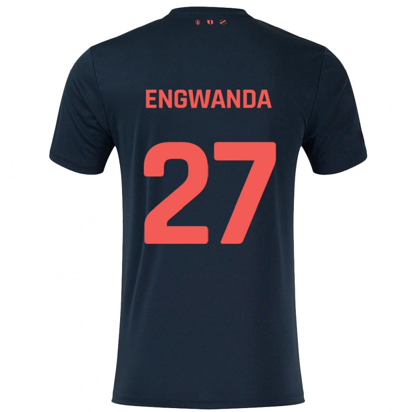 Danxen Niño Camiseta Alonzo Engwanda #27 Negro Rojo 2ª Equipación 2024/25 La Camisa