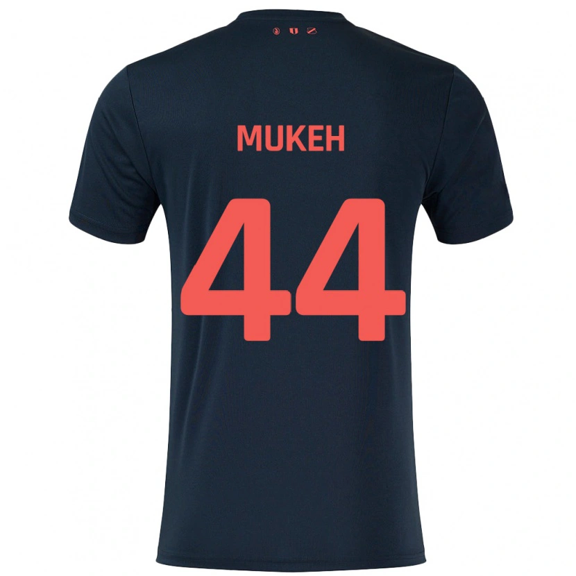 Danxen Niño Camiseta Joshua Mukeh #44 Negro Rojo 2ª Equipación 2024/25 La Camisa