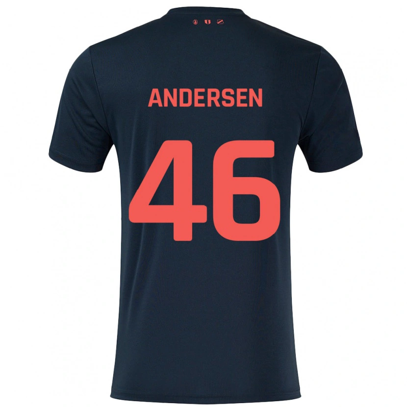 Danxen Niño Camiseta Silas Andersen #46 Negro Rojo 2ª Equipación 2024/25 La Camisa