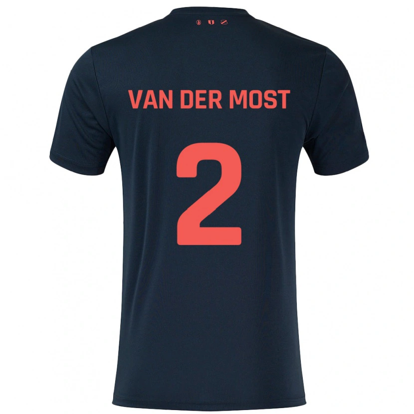 Danxen Niño Camiseta Liza Van Der Most #2 Negro Rojo 2ª Equipación 2024/25 La Camisa