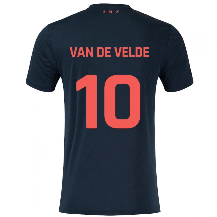 Danxen Niño Camiseta Senne Van De Velde #10 Negro Rojo 2ª Equipación 2024/25 La Camisa