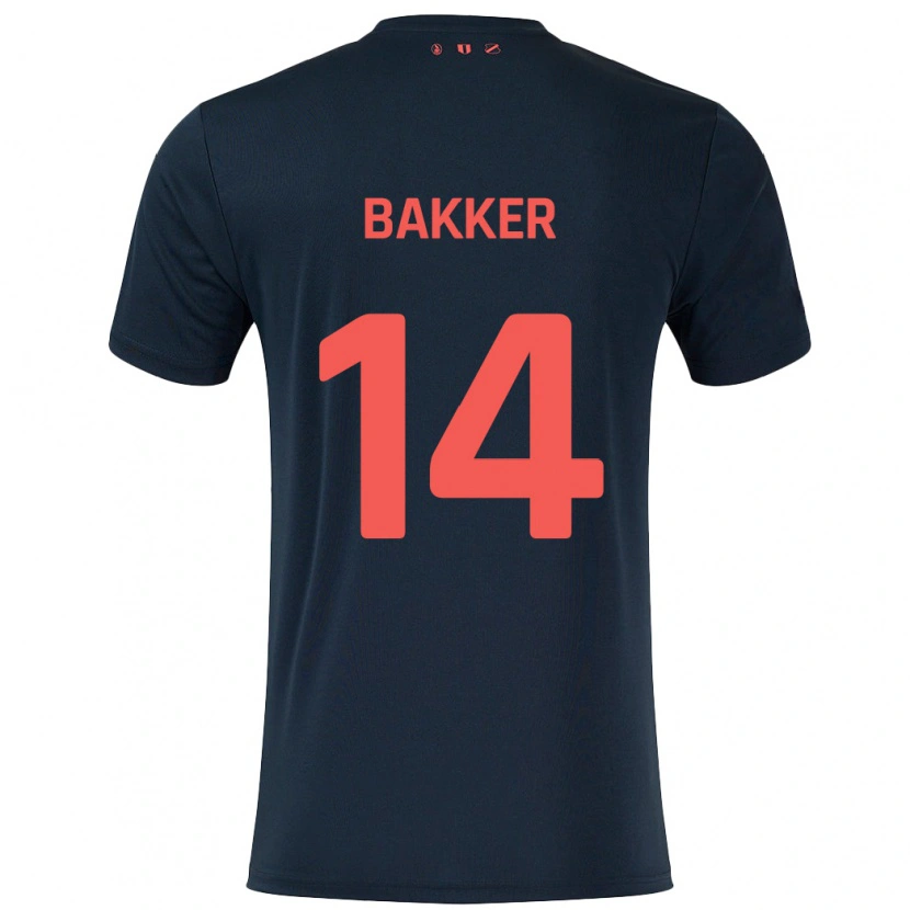 Danxen Niño Camiseta Eshly Bakker #14 Negro Rojo 2ª Equipación 2024/25 La Camisa