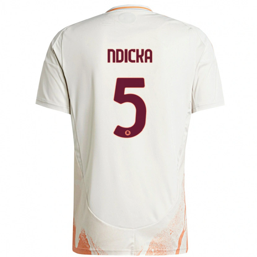 Danxen Niño Camiseta Evan Ndicka #5 Crema Blanco Naranja 2ª Equipación 2024/25 La Camisa