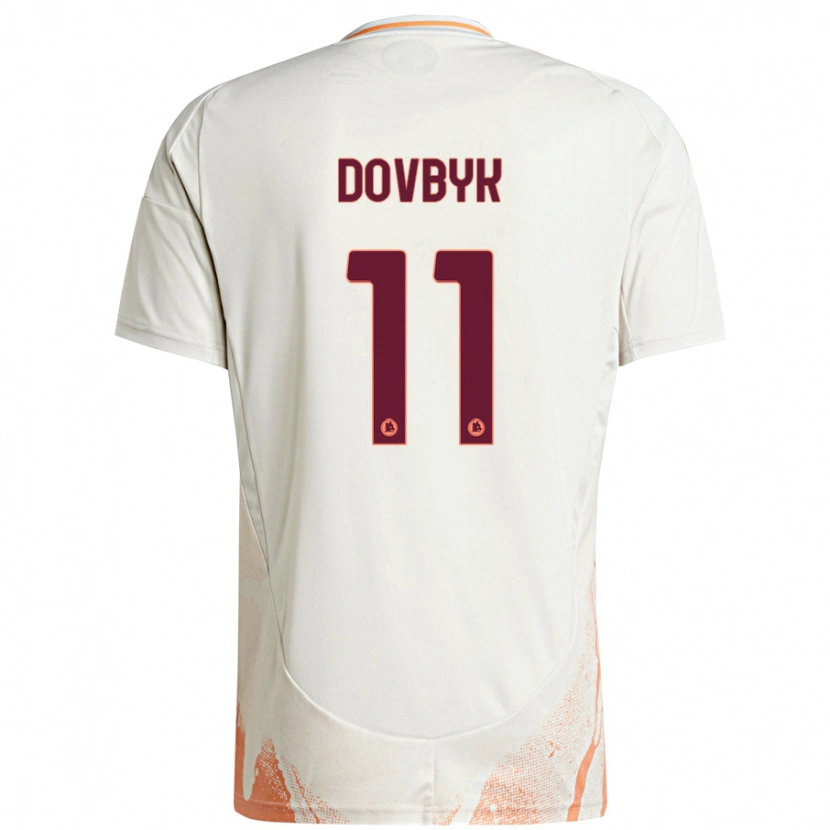 Danxen Niño Camiseta Artem Dovbyk #11 Crema Blanco Naranja 2ª Equipación 2024/25 La Camisa