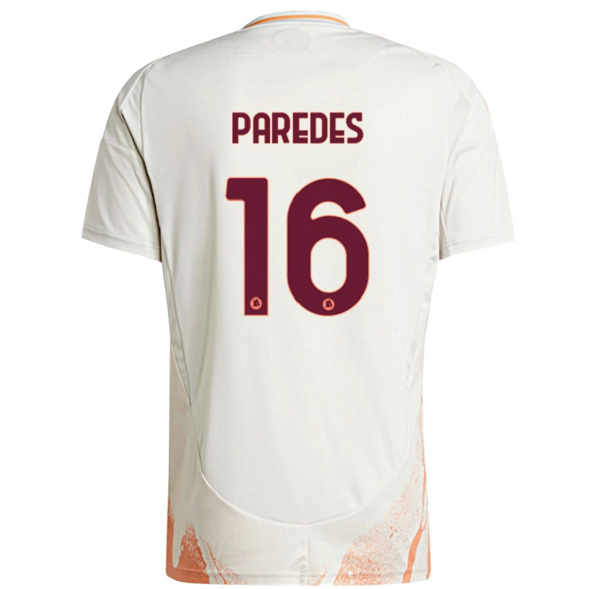 Danxen Niño Camiseta Leandro Paredes #16 Crema Blanco Naranja 2ª Equipación 2024/25 La Camisa