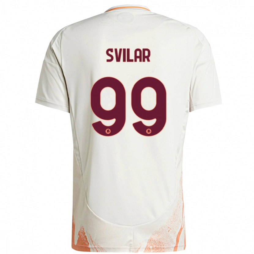 Danxen Niño Camiseta Mile Svilar #99 Crema Blanco Naranja 2ª Equipación 2024/25 La Camisa