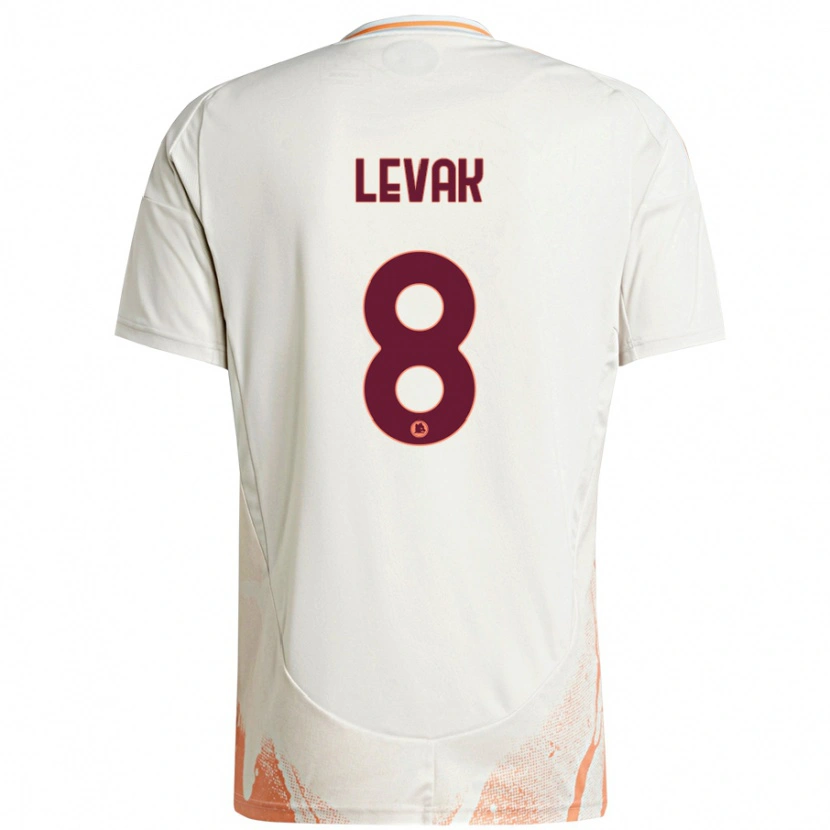 Danxen Niño Camiseta Sergej Levak #8 Crema Blanco Naranja 2ª Equipación 2024/25 La Camisa