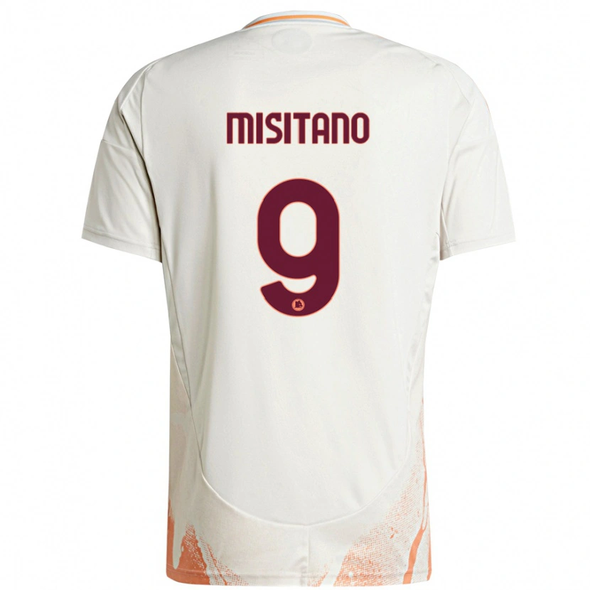 Danxen Niño Camiseta Giulio Misitano #9 Crema Blanco Naranja 2ª Equipación 2024/25 La Camisa