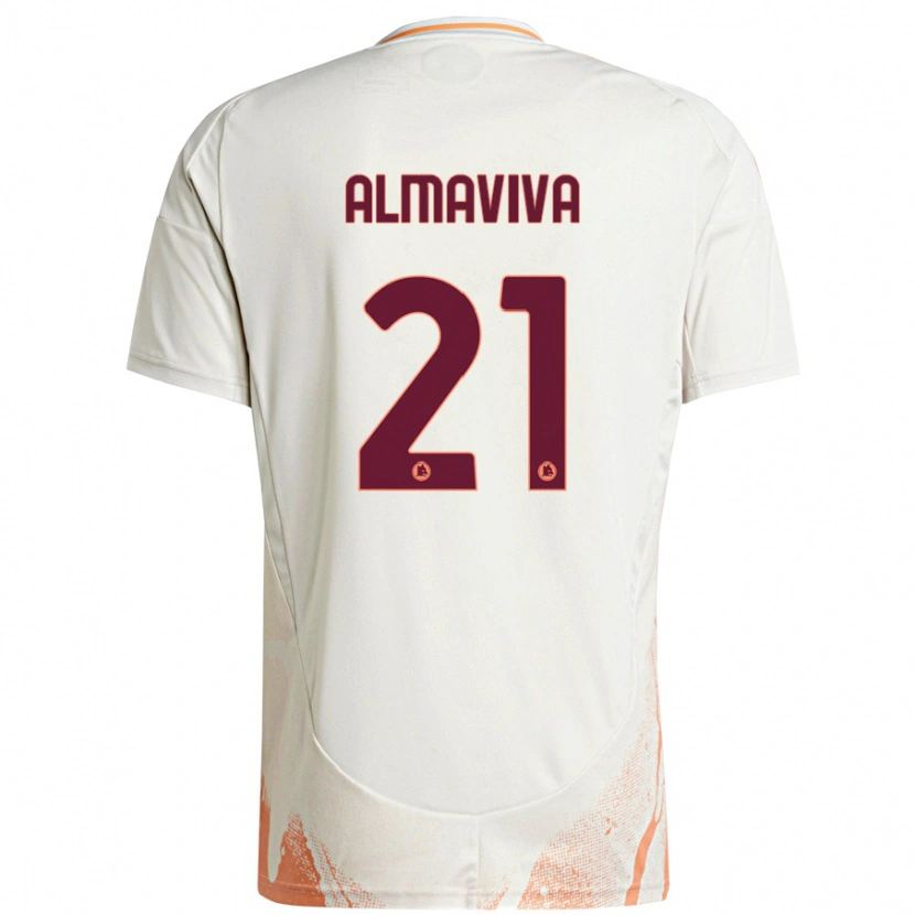 Danxen Niño Camiseta Mattia Almaviva #21 Crema Blanco Naranja 2ª Equipación 2024/25 La Camisa