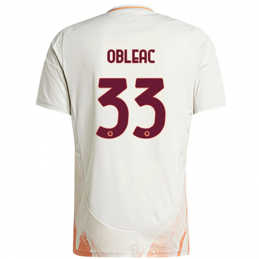 Danxen Niño Camiseta Matteo Obleac #33 Crema Blanco Naranja 2ª Equipación 2024/25 La Camisa