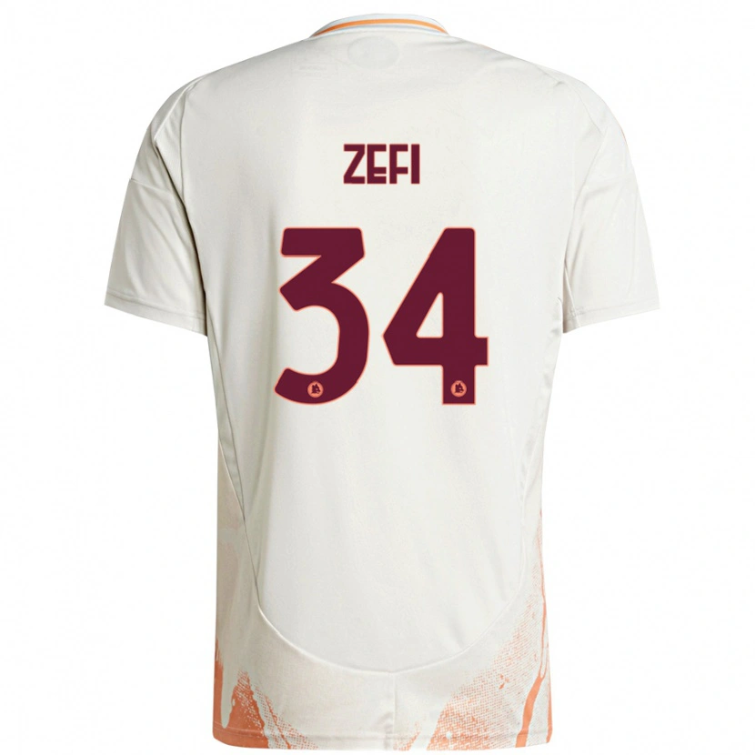 Danxen Niño Camiseta Kevin Zefi #34 Crema Blanco Naranja 2ª Equipación 2024/25 La Camisa