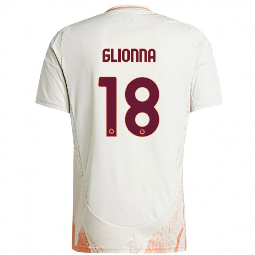 Danxen Niño Camiseta Benedetta Glionna #18 Crema Blanco Naranja 2ª Equipación 2024/25 La Camisa