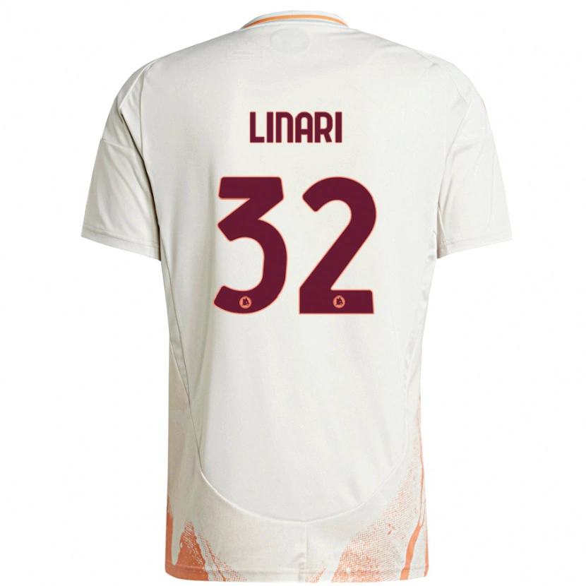 Danxen Niño Camiseta Elena Linari #32 Crema Blanco Naranja 2ª Equipación 2024/25 La Camisa