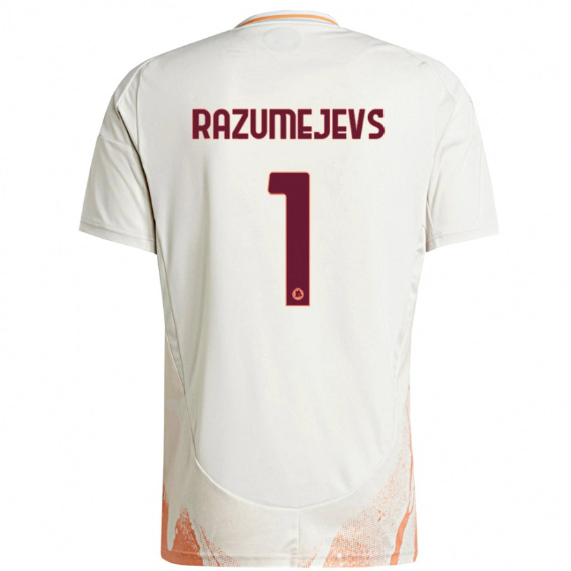 Danxen Niño Camiseta Vladislavs Razumejevs #1 Crema Blanco Naranja 2ª Equipación 2024/25 La Camisa