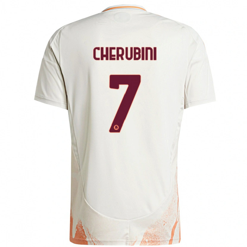 Danxen Niño Camiseta Luigi Cherubini #7 Crema Blanco Naranja 2ª Equipación 2024/25 La Camisa