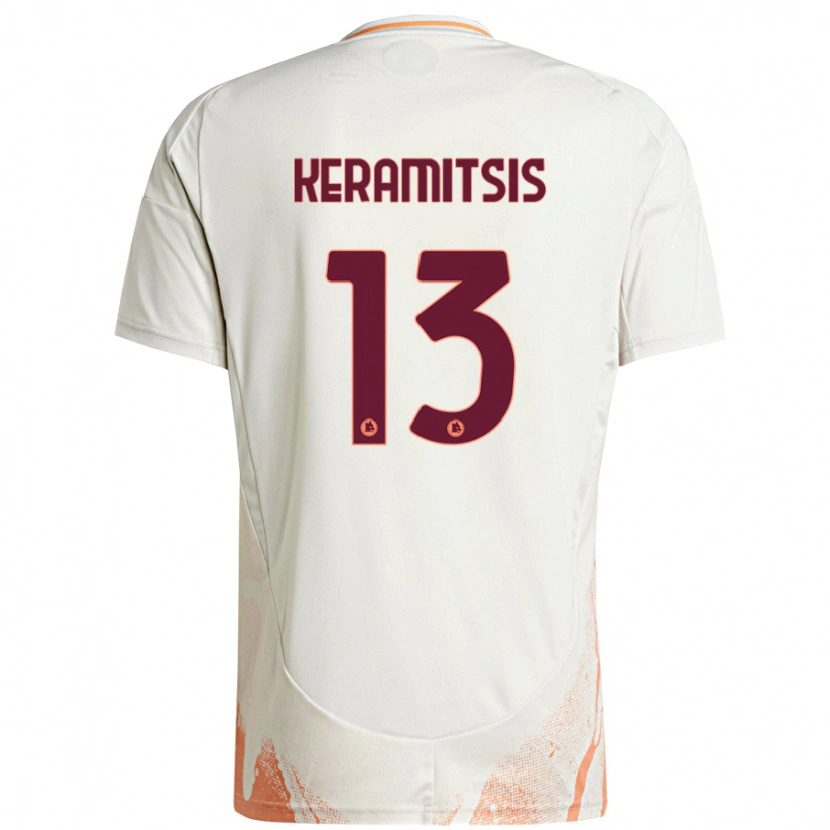 Danxen Niño Camiseta Dimitrios Keramitsis #13 Crema Blanco Naranja 2ª Equipación 2024/25 La Camisa