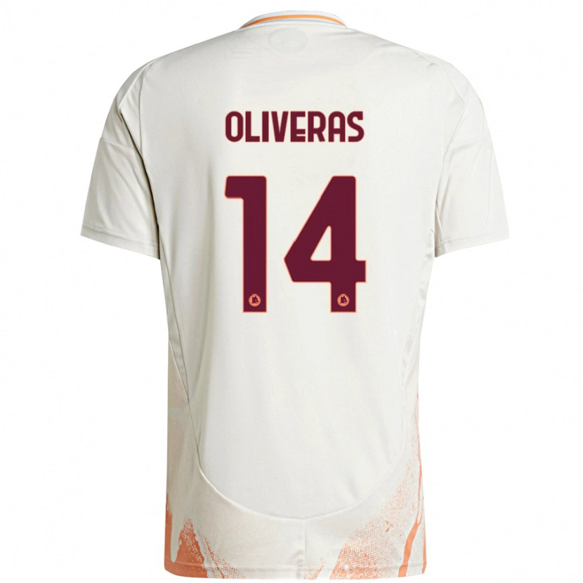 Danxen Niño Camiseta Jan Oliveras #14 Crema Blanco Naranja 2ª Equipación 2024/25 La Camisa