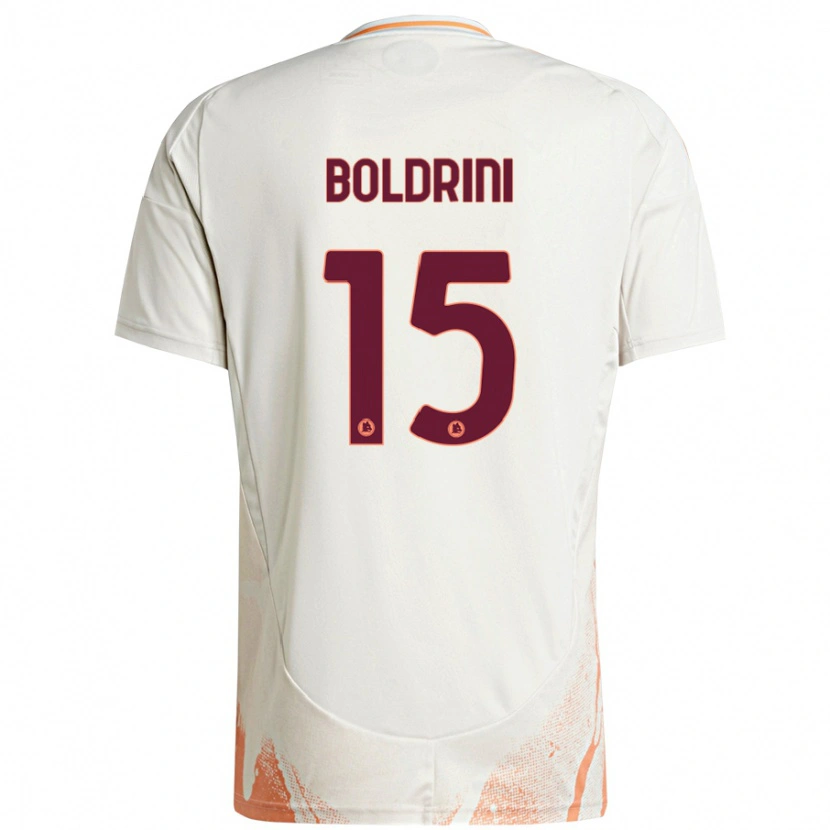 Danxen Niño Camiseta Mattia Boldrini #15 Crema Blanco Naranja 2ª Equipación 2024/25 La Camisa