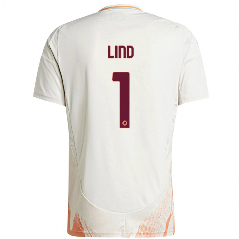 Danxen Niño Camiseta Emma Lind #1 Crema Blanco Naranja 2ª Equipación 2024/25 La Camisa