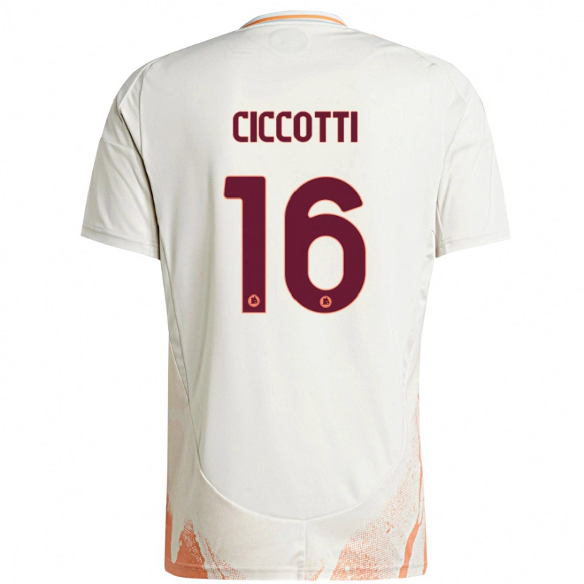 Danxen Niño Camiseta Claudia Ciccotti #16 Crema Blanco Naranja 2ª Equipación 2024/25 La Camisa