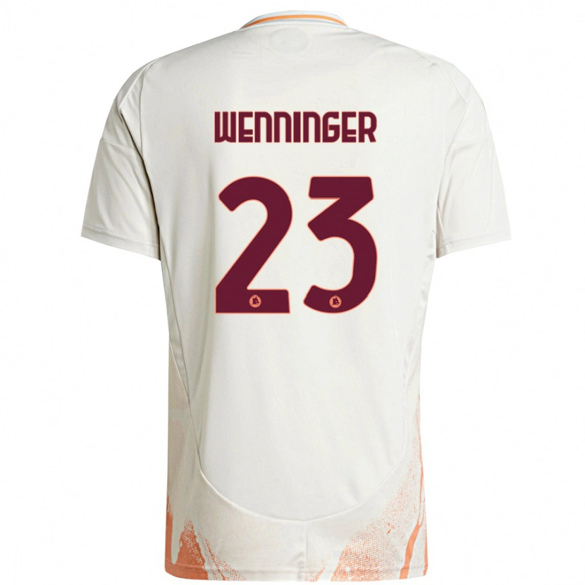 Danxen Niño Camiseta Carina Wenninger #23 Crema Blanco Naranja 2ª Equipación 2024/25 La Camisa