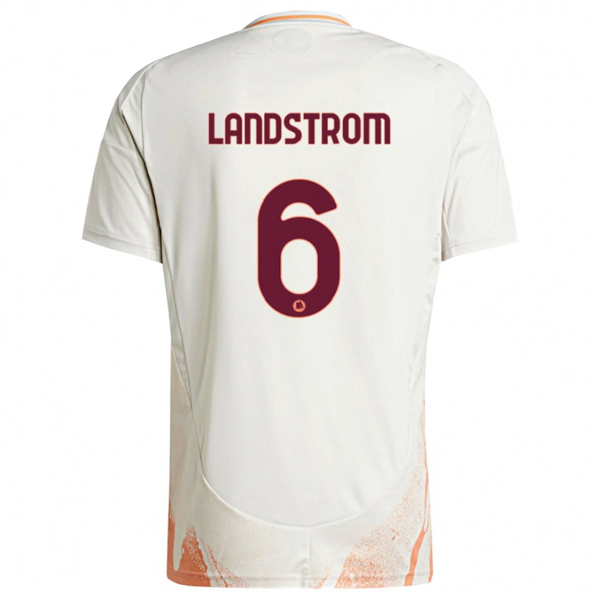 Danxen Niño Camiseta Elin Landstrom #6 Crema Blanco Naranja 2ª Equipación 2024/25 La Camisa