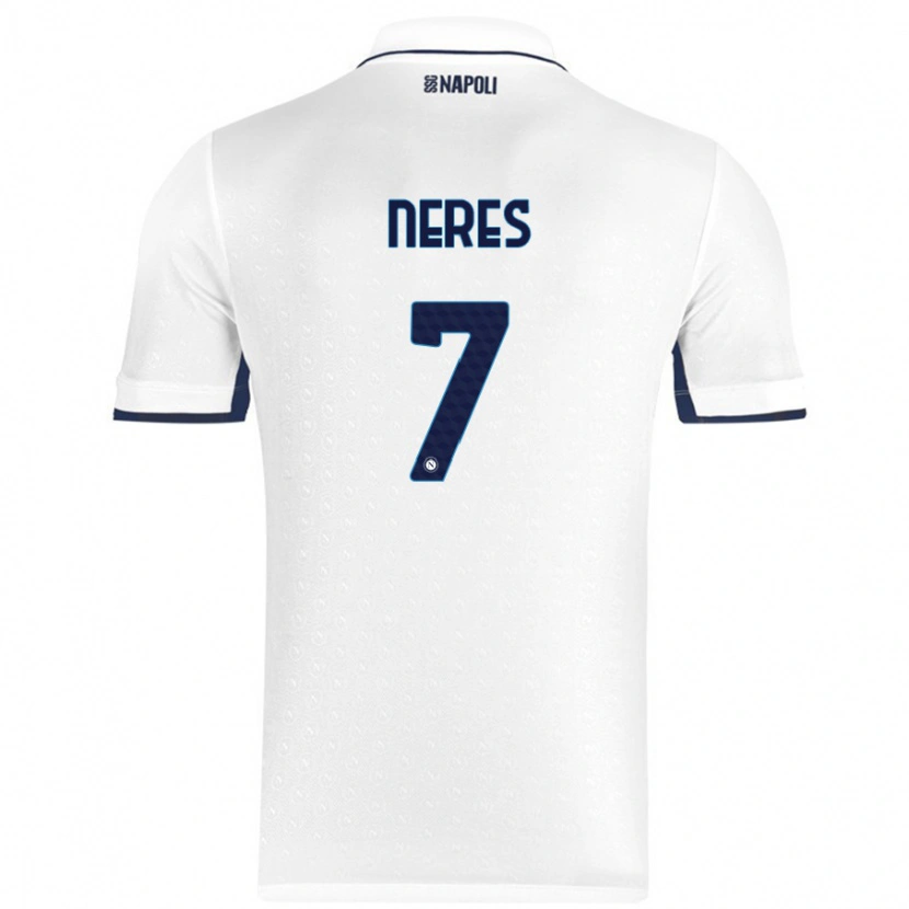 Danxen Niño Camiseta David Neres #7 Blanco Azul Real 2ª Equipación 2024/25 La Camisa