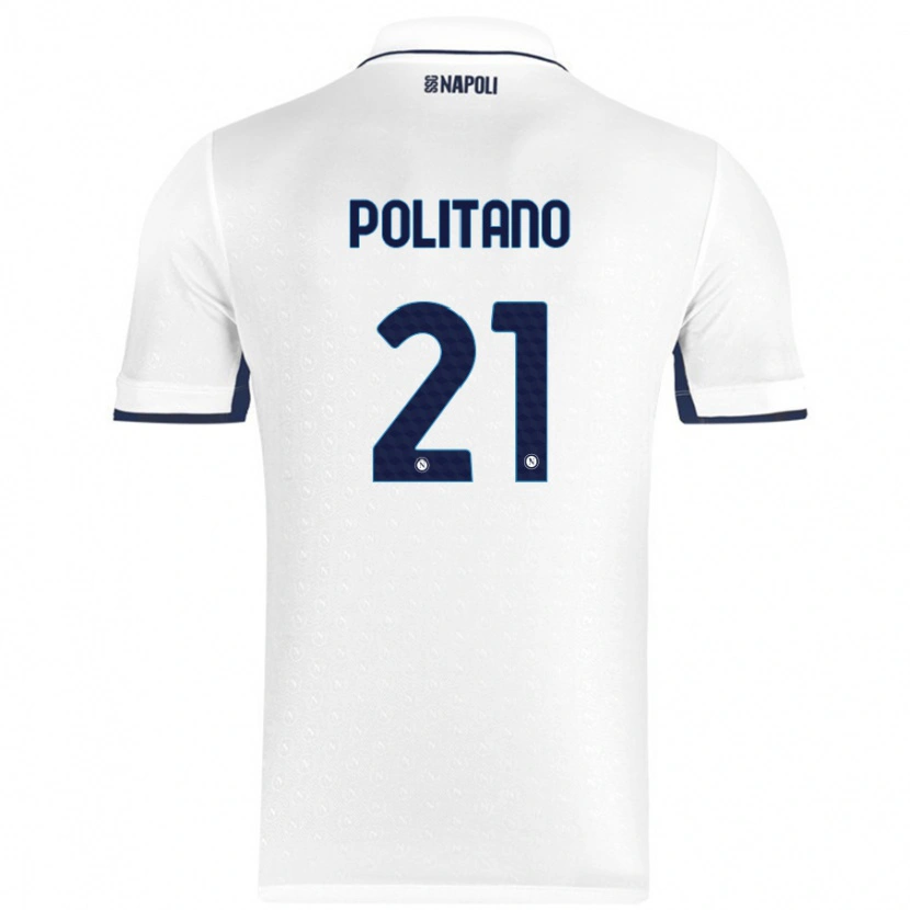 Danxen Niño Camiseta Matteo Politano #21 Blanco Azul Real 2ª Equipación 2024/25 La Camisa