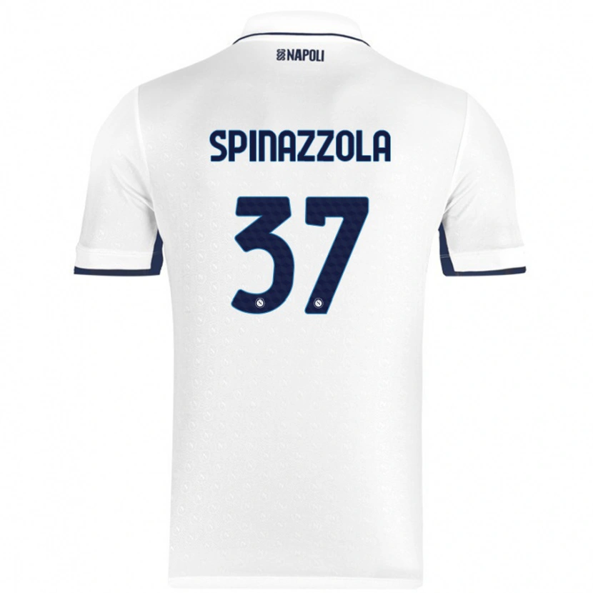 Danxen Niño Camiseta Leonardo Spinazzola #37 Blanco Azul Real 2ª Equipación 2024/25 La Camisa