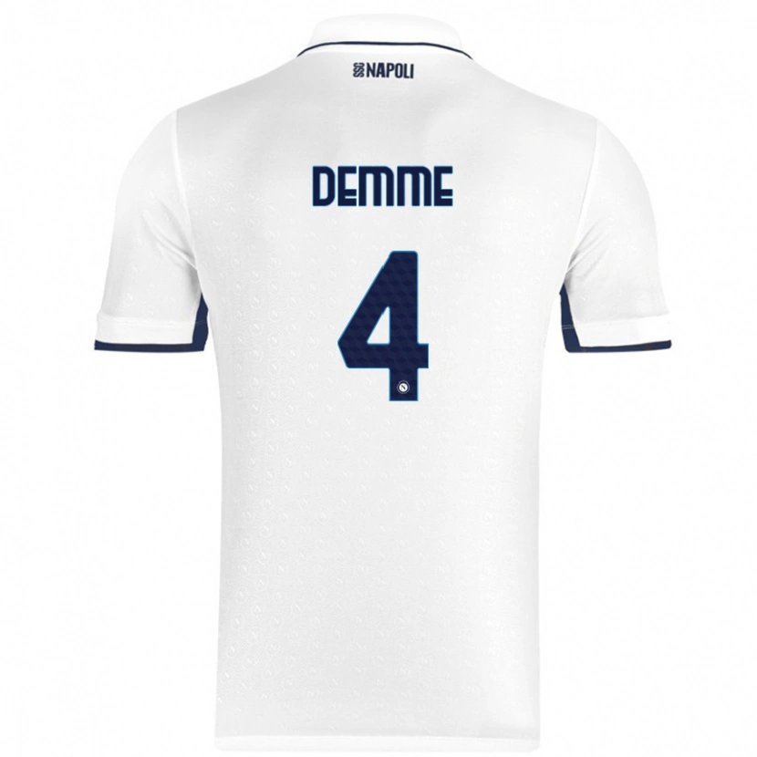 Danxen Niño Camiseta Diego Demme #4 Blanco Azul Real 2ª Equipación 2024/25 La Camisa