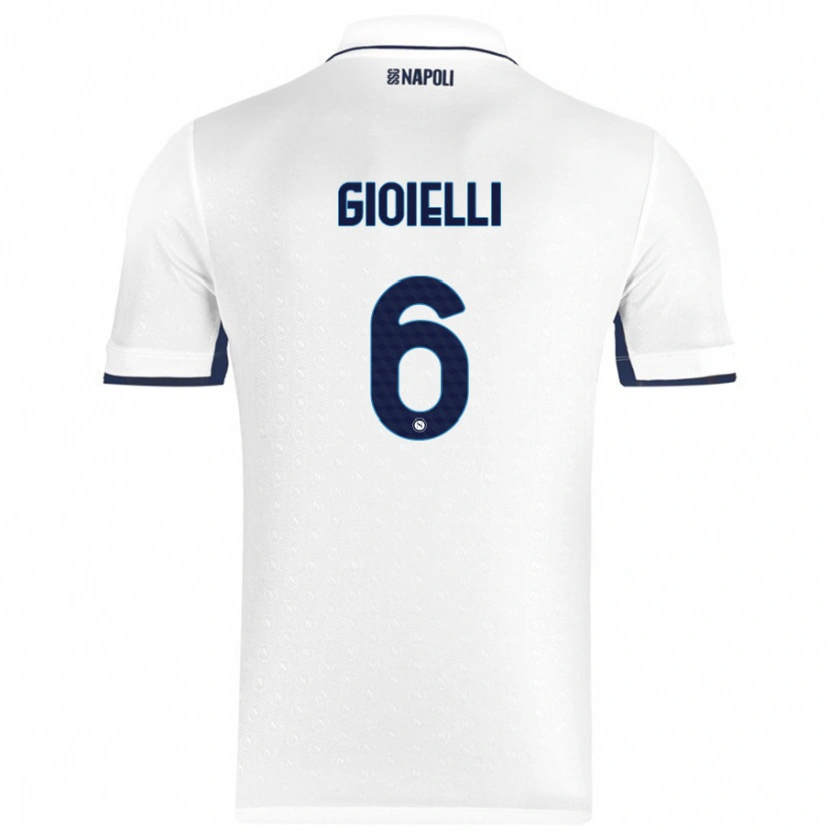 Danxen Niño Camiseta Francesco Pio Gioielli #6 Blanco Azul Real 2ª Equipación 2024/25 La Camisa