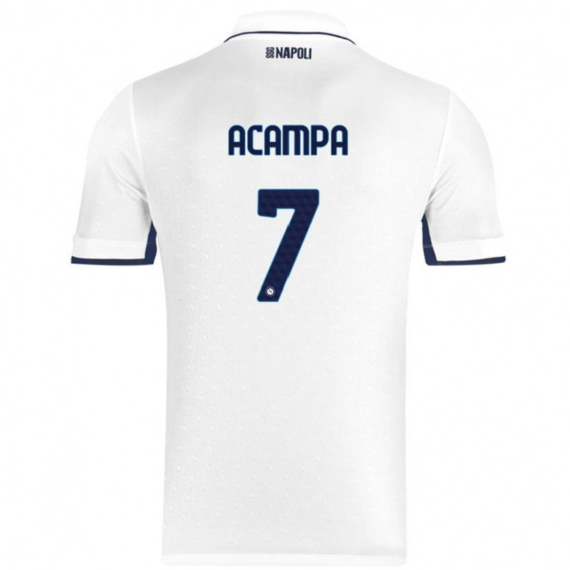 Danxen Niño Camiseta Davide Acampa #7 Blanco Azul Real 2ª Equipación 2024/25 La Camisa